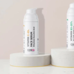 a group of white containers with black text